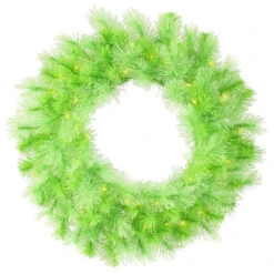 Pre-Lit Lime Green Cashmere Artificial Christmas Wreath - 30-Inch, Clear Lights - 30838031