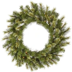 Pre-Lit Jack Pine Artificial Christmas Wreath - 30-Inch, Warm Clear LED Lights