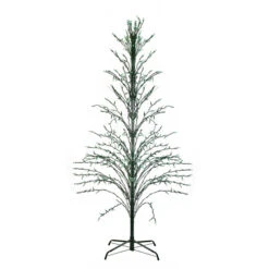 Northlight 4' Pre-Lit Green Slim Profile Cascade Twig Christmas Tree - Green Lights